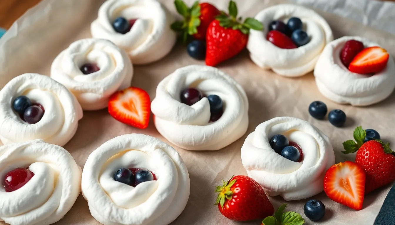 Perfect Mini Pavlovas Recipe: Easy Elegant Dessert with Crispy Meringue & Fresh Berries 4 Perfect Mini Pavlovas Recipe: Easy Elegant Dessert with Crispy Meringue & Fresh Berries 3