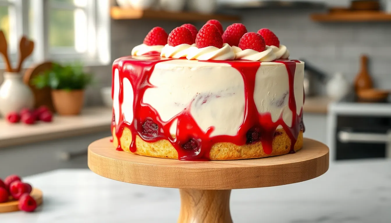 Easy Raspberry Ripple Cake Recipe: Fluffy Vanilla Layers with Pink Swirls 4 Easy Raspberry Ripple Cake Recipe: Fluffy Vanilla Layers with Pink Swirls 3