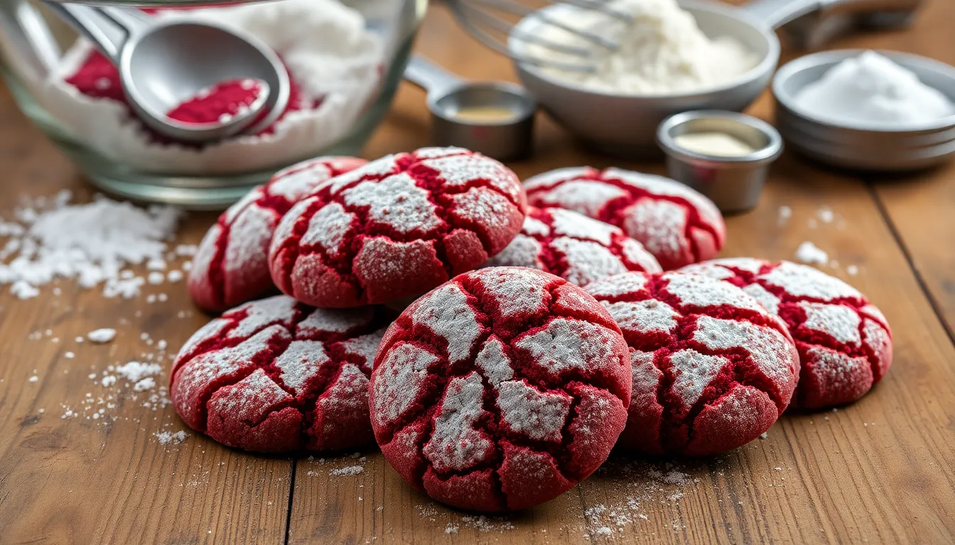 Perfect Red Velvet Crinkle Cookies Recipe - Soft, Chewy & Irresistible 4 Perfect Red Velvet Crinkle Cookies Recipe - Soft, Chewy & Irresistible 3