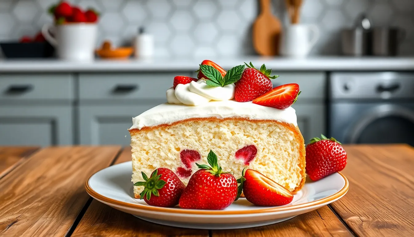 Easy Strawberry Angel Food Cake Recipe - Light, Fluffy & Perfectly Sweet 4 Easy Strawberry Angel Food Cake Recipe - Light, Fluffy & Perfectly Sweet 3