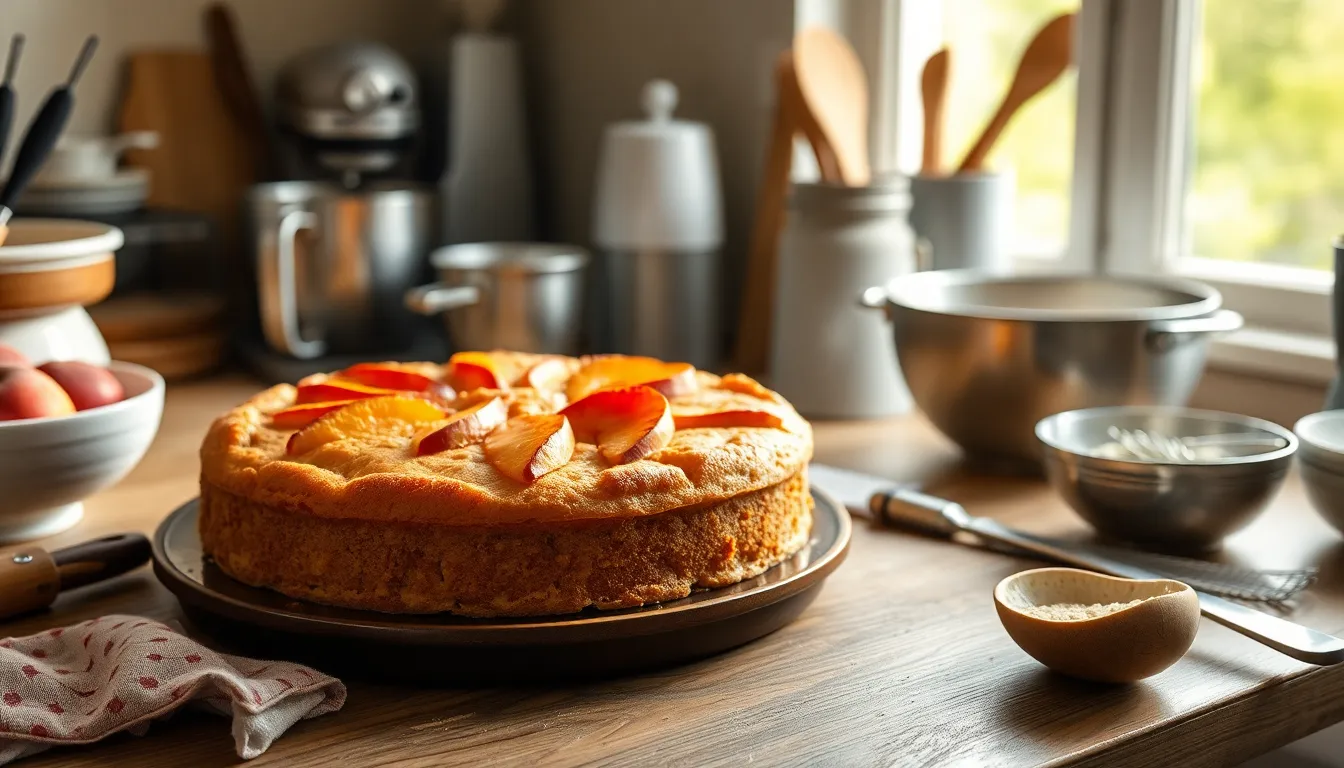 Easy Peach Cake Recipe: Moist One-Bowl Summer Dessert Ready in 45 Minutes 6 Easy Peach Cake Recipe: Moist One-Bowl Summer Dessert Ready in 45 Minutes 5