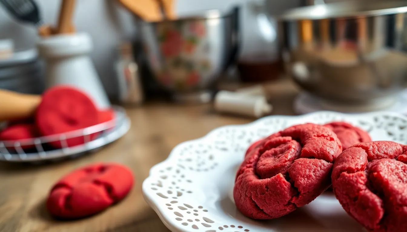Soft Red Velvet Cookies with Cream Cheese Frosting (Easy Recipe!) 6 Soft Red Velvet Cookies with Cream Cheese Frosting (Easy Recipe!) 5