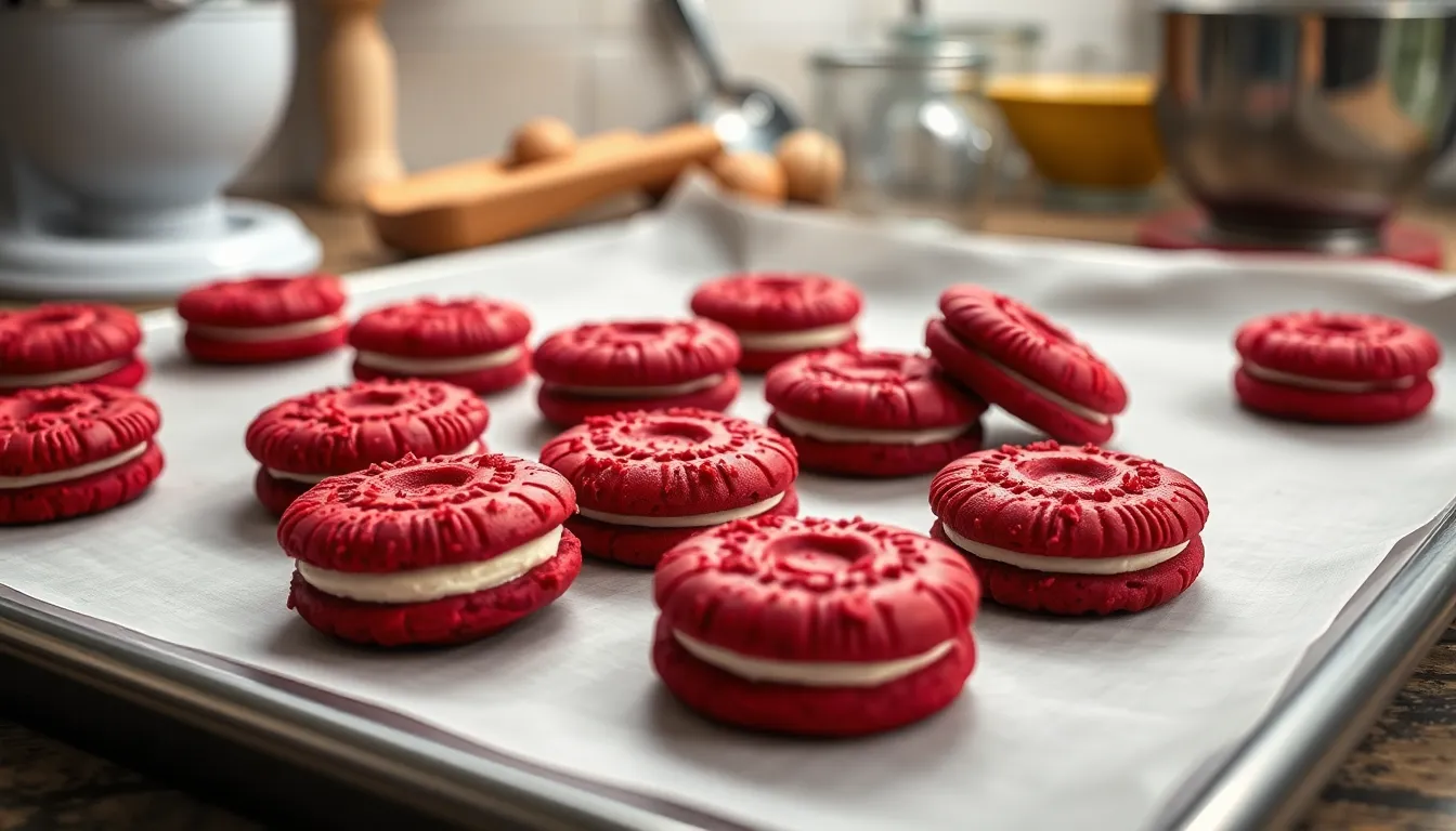 Red Velvet Oreos Recipe: Easy Homemade Cookies with Cream Cheese Filling 6 Red Velvet Oreos Recipe: Easy Homemade Cookies with Cream Cheese Filling 5