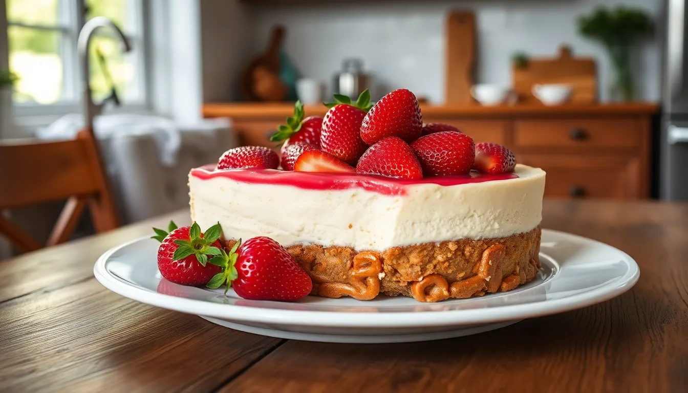 Ultimate Strawberry Pretzel Cheesecake Recipe (Sweet & Salty Perfection!) 6 Ultimate Strawberry Pretzel Cheesecake Recipe (Sweet & Salty Perfection!) 5