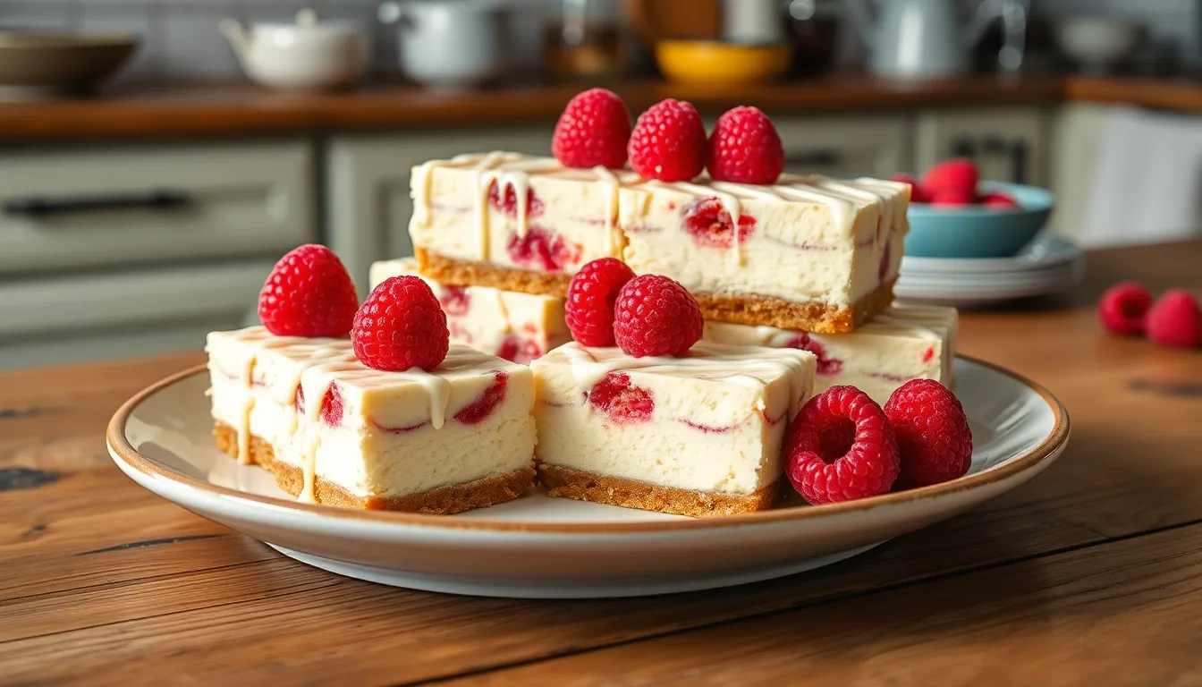 Easy White Chocolate Raspberry Cheesecake Bars Recipe (Perfect for Any Occasion!) 6 Easy White Chocolate Raspberry Cheesecake Bars Recipe (Perfect for Any Occasion!) 5