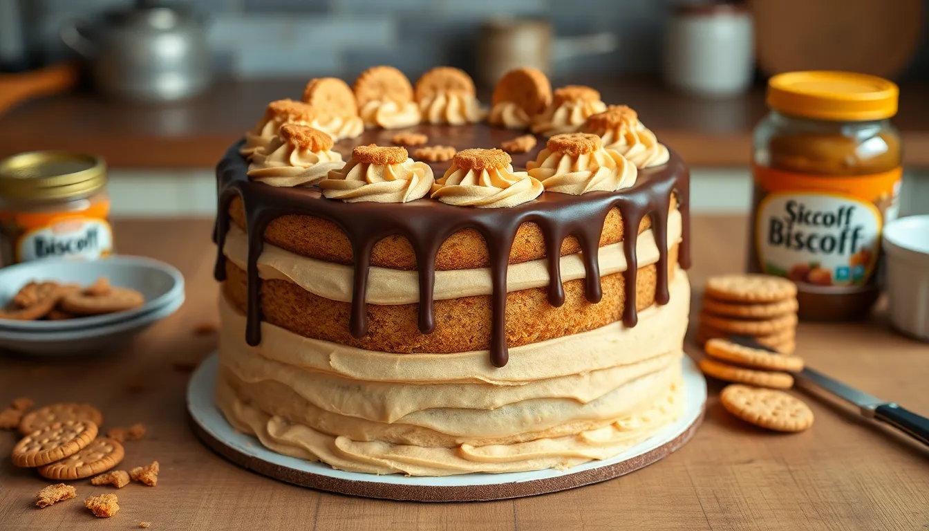 Ultimate Biscoff Cake Recipe: Moist Layers with Creamy Drip & Buttercream Frosting 8 Ultimate Biscoff Cake Recipe: Moist Layers with Creamy Drip & Buttercream Frosting 7