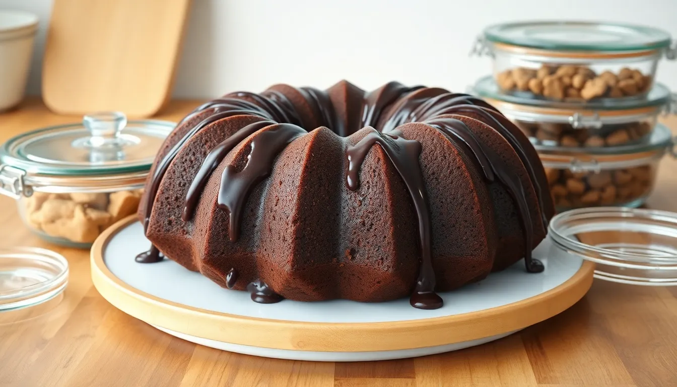 Ultimate Chocolate Peanut Butter Bundt Cake Recipe (Easy & Decadent!) 8 Ultimate Chocolate Peanut Butter Bundt Cake Recipe (Easy & Decadent!) 7