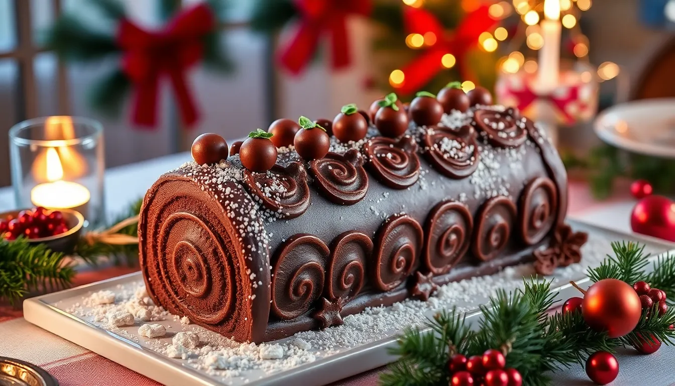 The Ultimate Chocolate Yule Log Recipe: Perfect French Christmas Dessert 8 The Ultimate Chocolate Yule Log Recipe: Perfect French Christmas Dessert 7