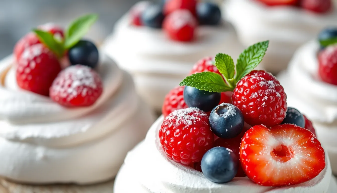 Perfect Mini Pavlovas Recipe: Easy Elegant Dessert with Crispy Meringue & Fresh Berries 8 Perfect Mini Pavlovas Recipe: Easy Elegant Dessert with Crispy Meringue & Fresh Berries 7