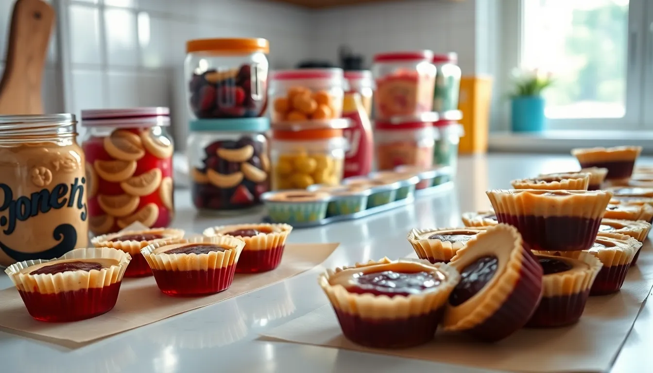 Easy Peanut Butter and Jelly Cups Recipe - No-Bake Bite-Sized PB&J Treats 8 Easy Peanut Butter and Jelly Cups Recipe - No-Bake Bite-Sized PB&J Treats 7