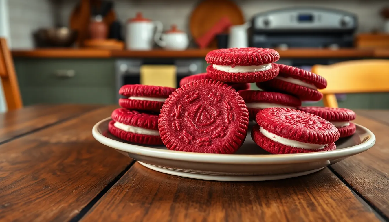 Red Velvet Oreos Recipe: Easy Homemade Cookies with Cream Cheese Filling 8 Red Velvet Oreos Recipe: Easy Homemade Cookies with Cream Cheese Filling 7