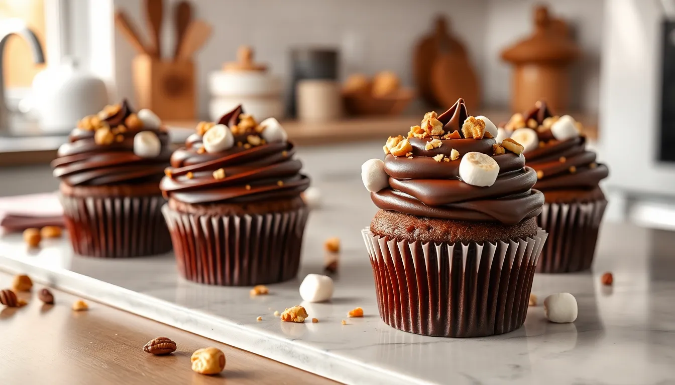 Easy Rocky Road Cupcakes Recipe - Chocolate, Marshmallows & Nuts 8 Easy Rocky Road Cupcakes Recipe - Chocolate, Marshmallows & Nuts 7