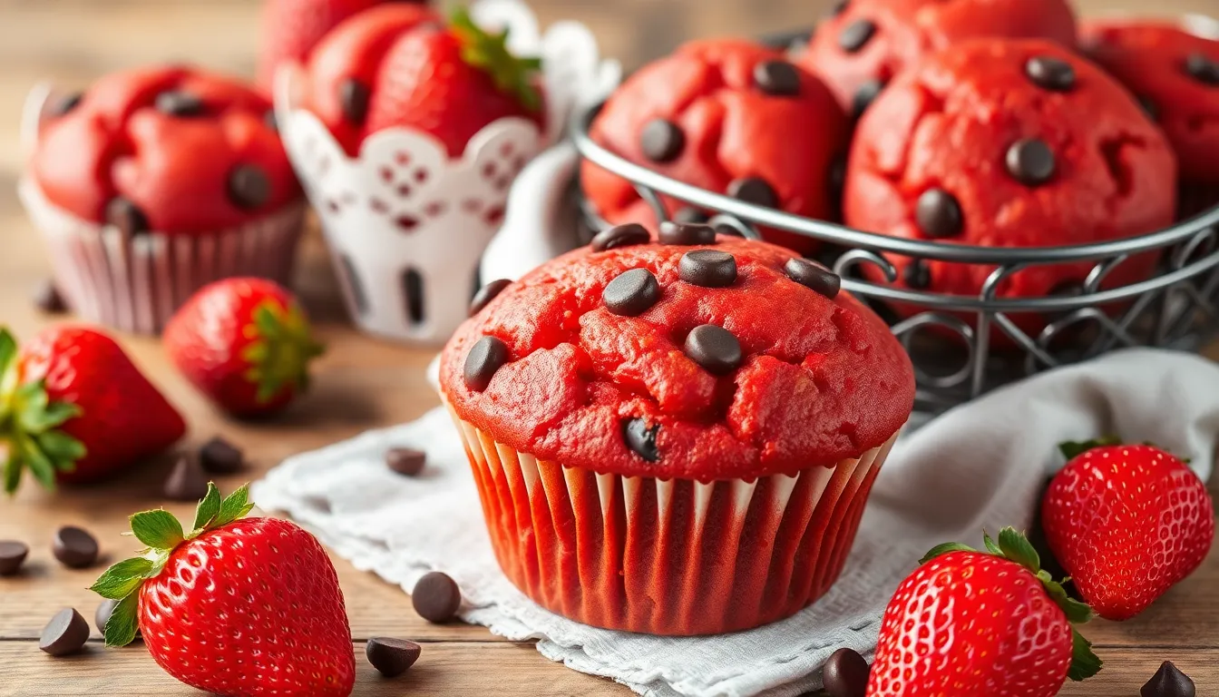 Easy Strawberry Chocolate Chip Muffins Recipe (Bakery-Style in 30 Minutes!) 8 Easy Strawberry Chocolate Chip Muffins Recipe (Bakery-Style in 30 Minutes!) 7
