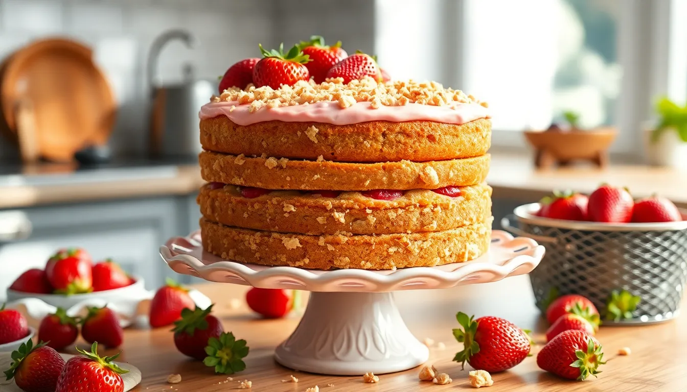Easy Strawberry Crunch Cake Recipe - Perfect Summer Dessert with Crunchy Topping 8 Easy Strawberry Crunch Cake Recipe - Perfect Summer Dessert with Crunchy Topping 7