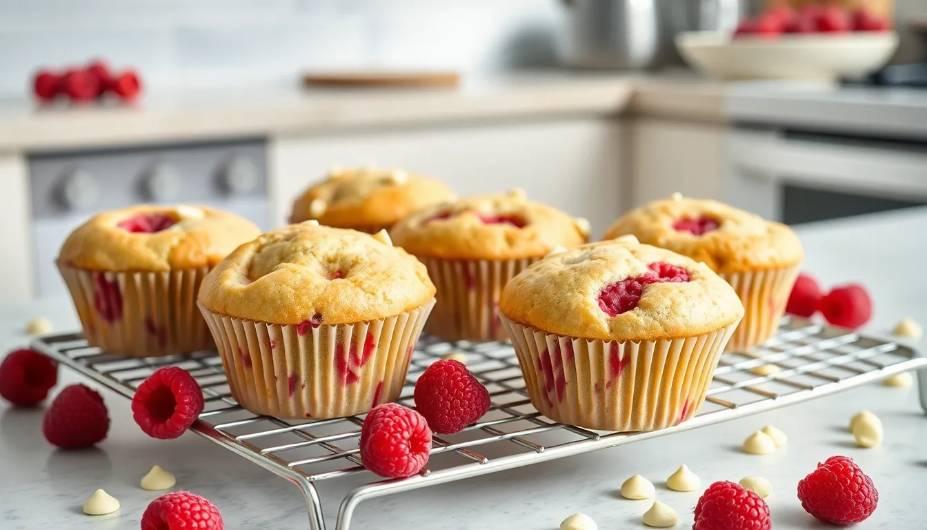 Perfect White Chocolate and Raspberry Muffins (Bakery-Style at Home!) 10 Perfect White Chocolate and Raspberry Muffins (Bakery-Style at Home!) 9