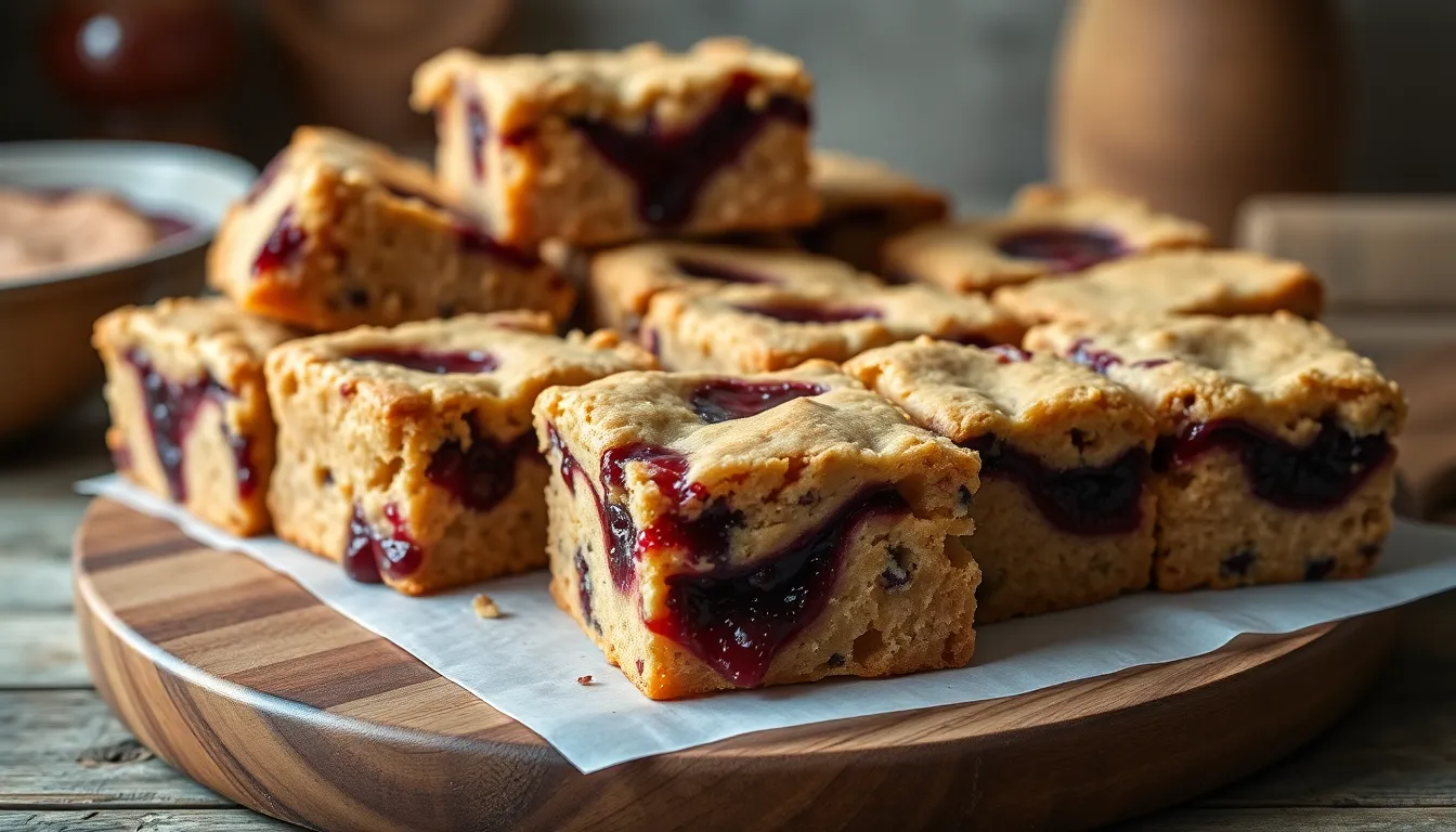 Easy Jammie Dodger Blondies Recipe: British Biscuit Meets American Dessert Bar 12 Easy Jammie Dodger Blondies Recipe: British Biscuit Meets American Dessert Bar 11