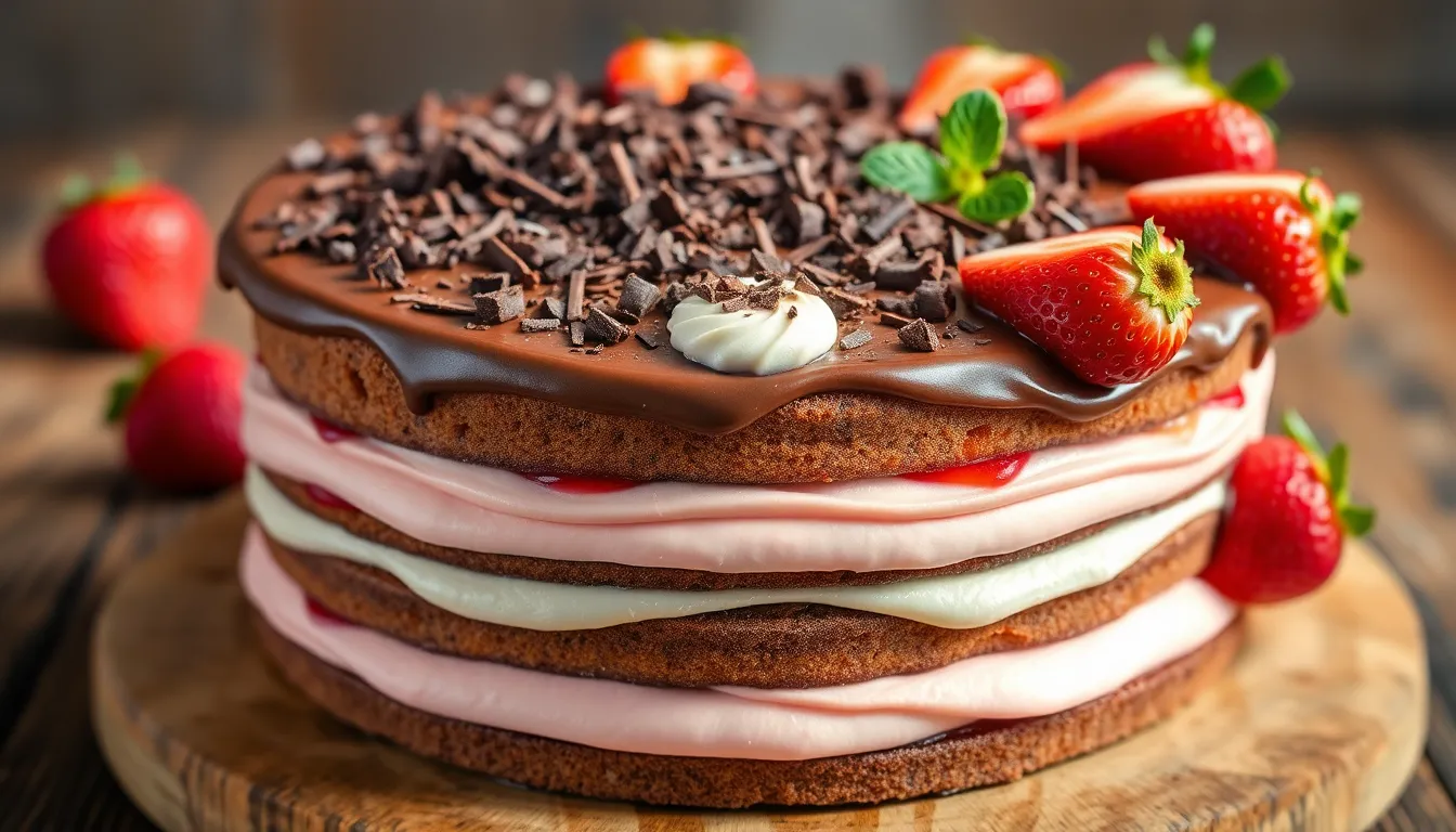 Easy Neapolitan Cake Recipe: 3-Layer Vanilla, Chocolate & Strawberry Delight 14 Easy Neapolitan Cake Recipe: 3-Layer Vanilla, Chocolate & Strawberry Delight 13