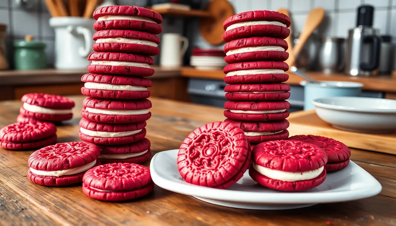 Red Velvet Oreos Recipe: Easy Homemade Cookies with Cream Cheese Filling 14 Red Velvet Oreos Recipe: Easy Homemade Cookies with Cream Cheese Filling 13