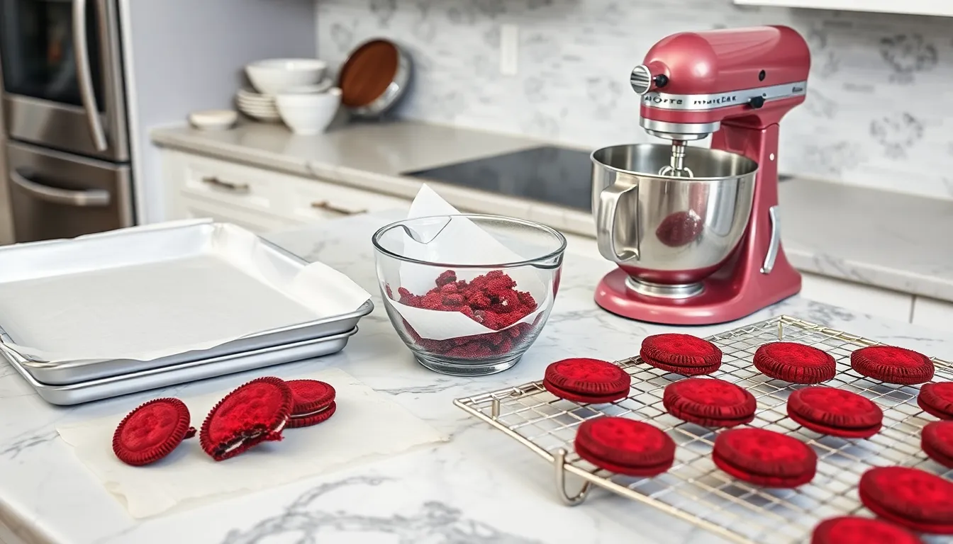 Red Velvet Oreos Recipe: Easy Homemade Cookies with Cream Cheese Filling 2 Red Velvet Oreos Recipe: Easy Homemade Cookies with Cream Cheese Filling 1