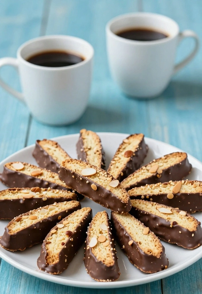 10 Aesthetic Baking Recipes for Beautiful Trendy Treat Creations 9. Chocolate Dipped Almond Biscotti