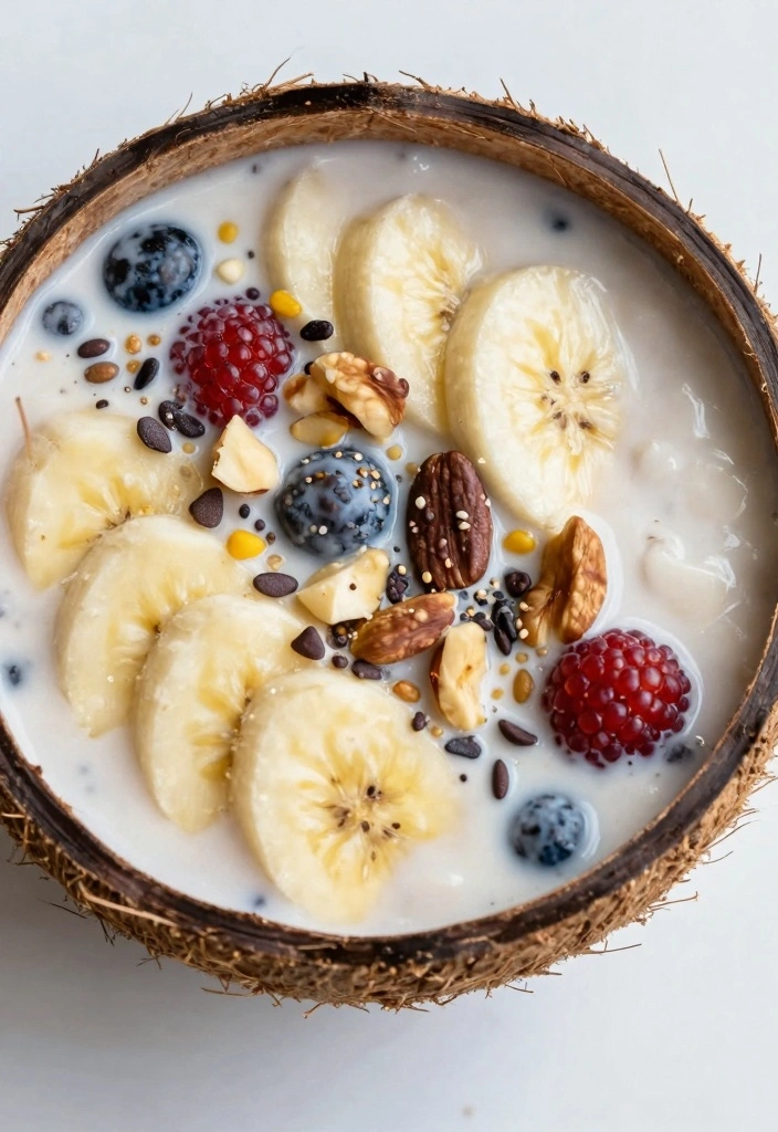 10 Milk Dessert Recipes for Creamy Light Sweet Flavor 6. Banana Coconut Milk Smoothie Bowl