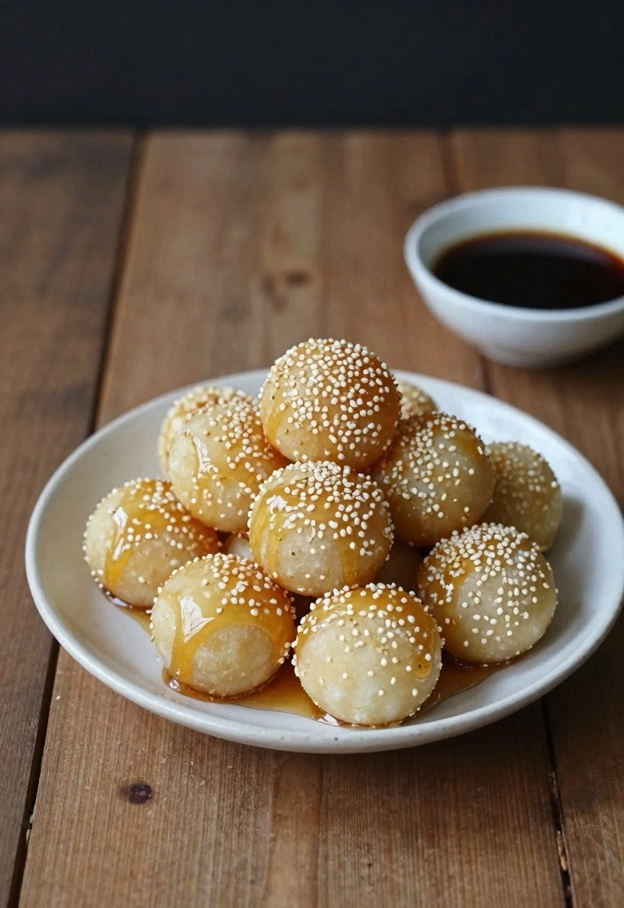 10 Mochi Flour Baking Recipes for Chewy Fun Soft Desserts 56 10 Mochi Flour Baking Recipes for Chewy Fun Soft Desserts 6. Honey Sesame Mochi Balls